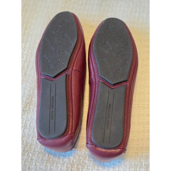 Michael Kors Burgundy Leather Flats With MK Logo Quilted Insole Rubber Sole 10M - Picture 4 of 8